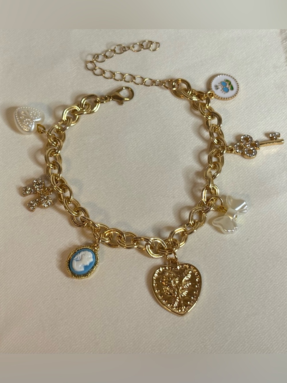 Handmade Gold Vintage Style Charm Bracelet